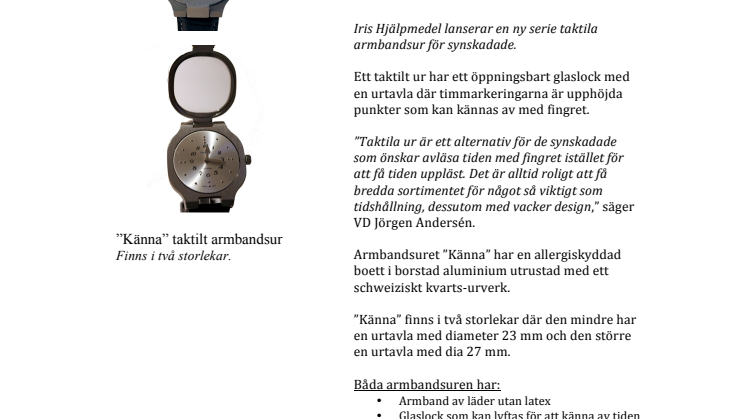 Iris Hjälpmedel lanserar: det taktila uret "Känna"