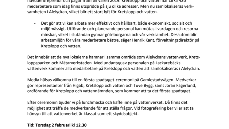 Pressinbjudan: Nu tas första spadtaget för Kretslopp och vattens nya lokaler