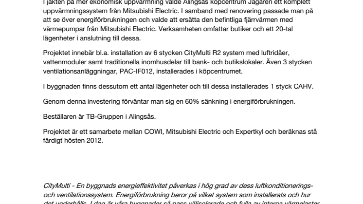 Köpcentrum i Alingsås valde Mitsubishi Electric