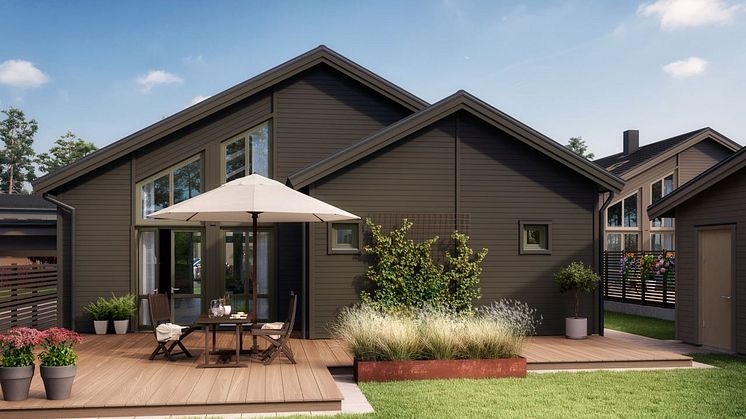 Kv Hällmarken - 3D-bild av baksidan av Villa Tofsvipa