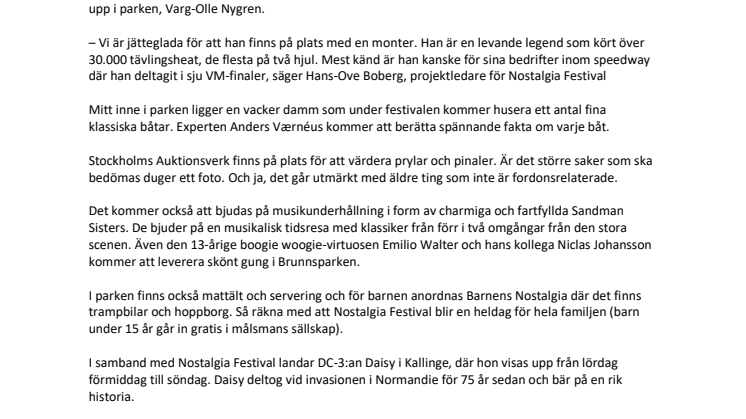 Dags för årets Nostalgia Festival