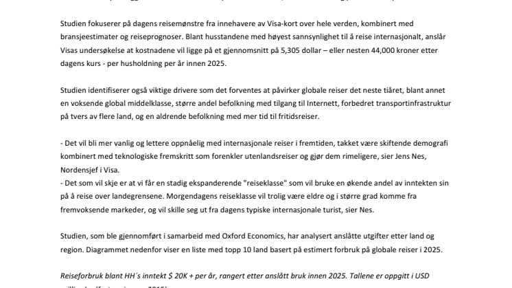 Husholdninger som reiser utenlands overgår 280 millioner innen 2025