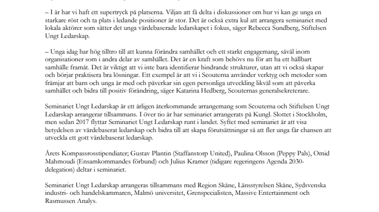 H.M. Konungen till Malmö för Seminariet Ungt Ledarskap