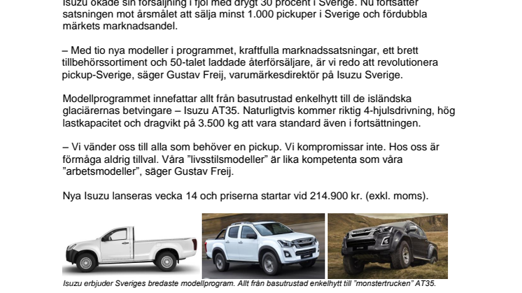 Premiär för en ny generation Isuzu pickup