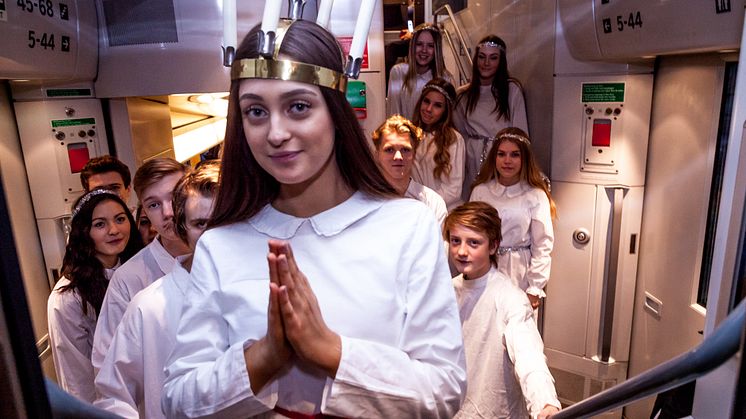I år är det premiär för SJs lussetåg på sträckan Västerås – Enköping – Stockholm. Bilden är tagen ombord på ett lussetåg 2015. Foto: Katriina Mäkinen