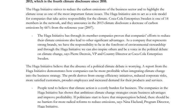 Reduced climate impact leads to business advantages
