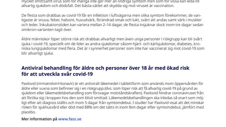 Faktablad: Sjukdomsstatistik covid-19