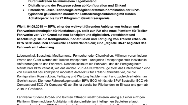 BPW revolutioniert das Trailer-Fahrwerk durch Modul-Architektur und "digitale DNA"