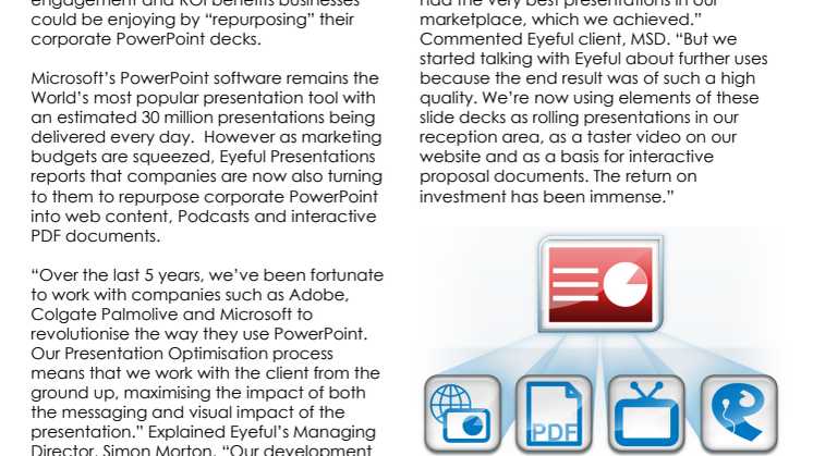 Eyeful Presentations implores businesses to think beyond the basic and repurpose corporate PowerPoint slide decks 