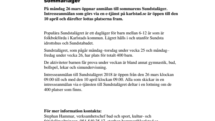 ​Nu öppnar anmälan till Karlstads mest populära sommarläger