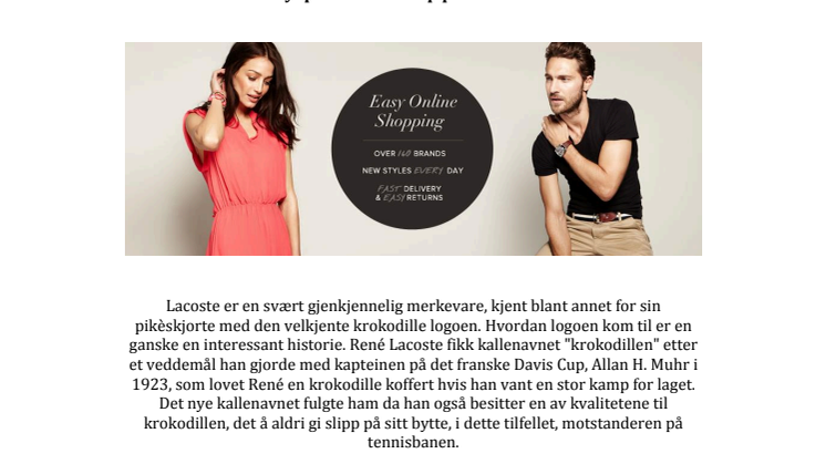 Boozt.com introduserer Lacoste og Lacoste Golf