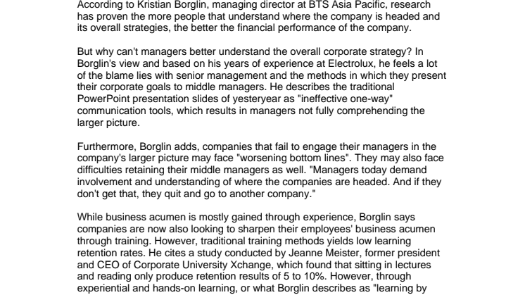 BTS chef i Singapore intervjuad i Human Resource Online