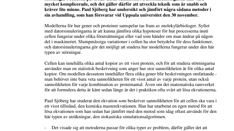 Störningar i cellerna kan förutsägas av datorer