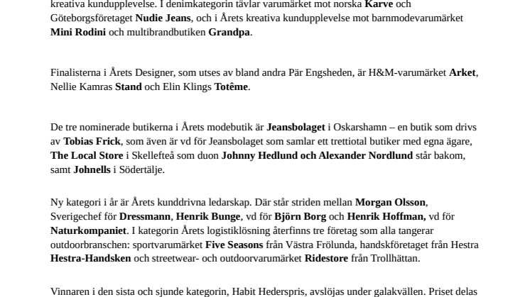 Här är finalisterna i Habit Modegalan 2019