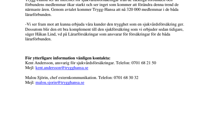 Trygg-Hansa ny försäkringsleverantör till Sveriges lärare