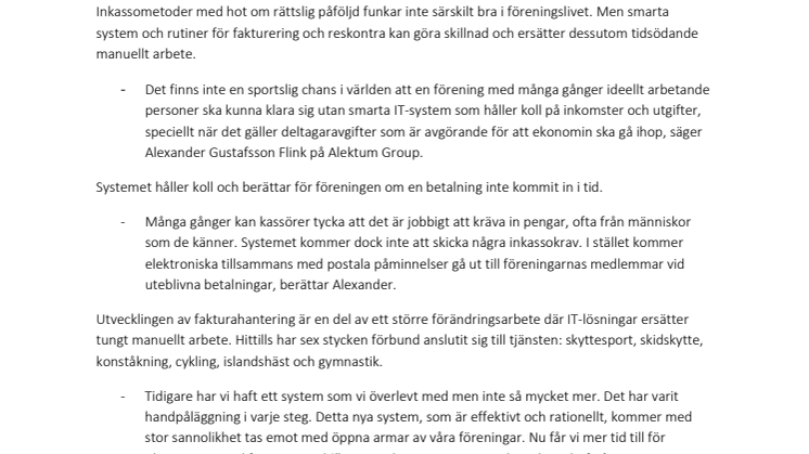 Modern fakturahantering ska hjälpa idrottsföreningar att få betalt