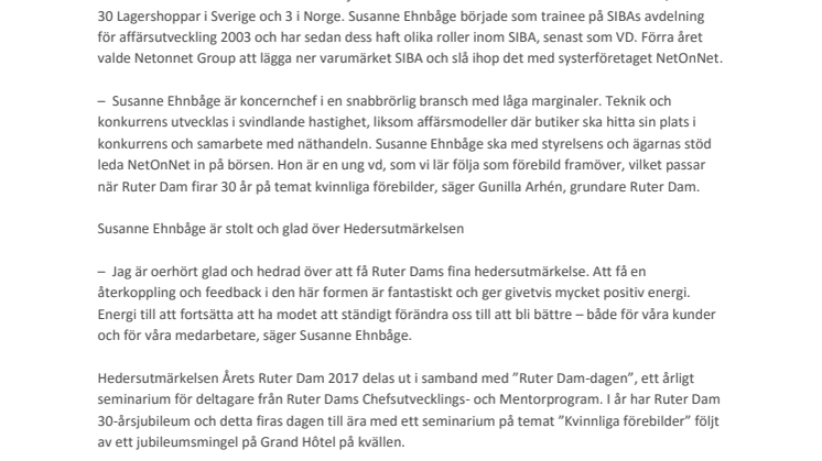 NetOnNets vd är: Årets Ruter Dam 2017