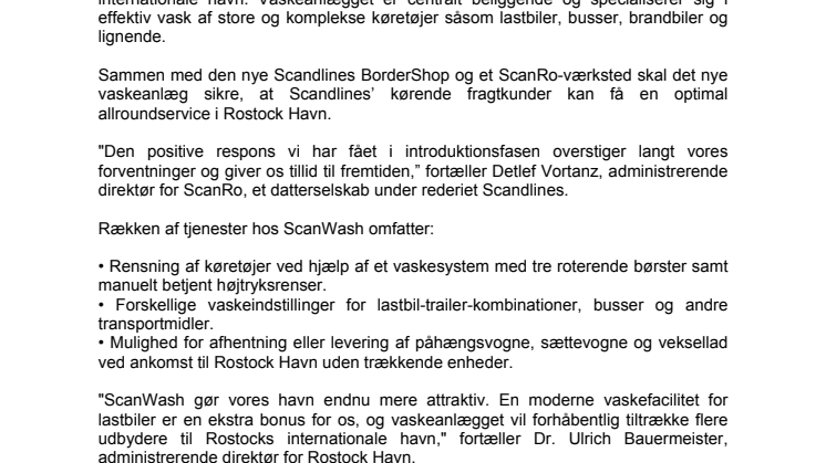 Scandlines fuldender stort servicesystem i Rostock