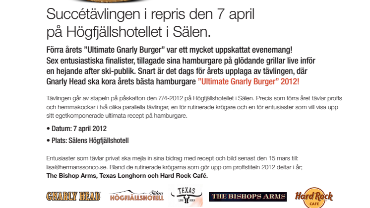Ultimate Gnarly Burger 2012 - Succétävlingen i repris på Högfjällshotellet i Sälen.