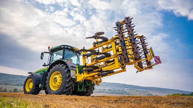 A new TERRALAND TN 4000 HD9 chisel plough model in the folding configuration