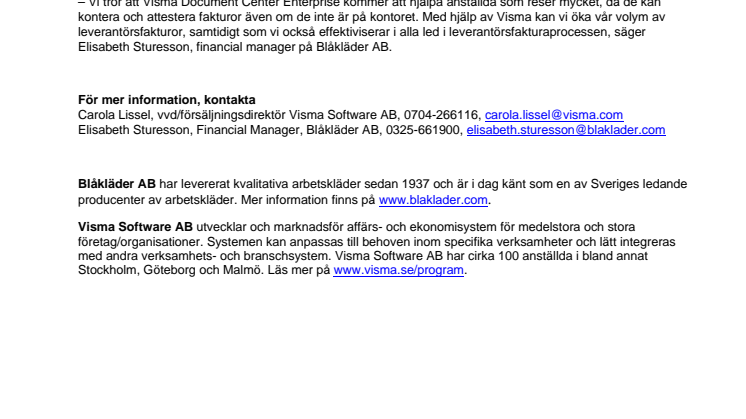 Blåkläder syr ut Vismakostymen
