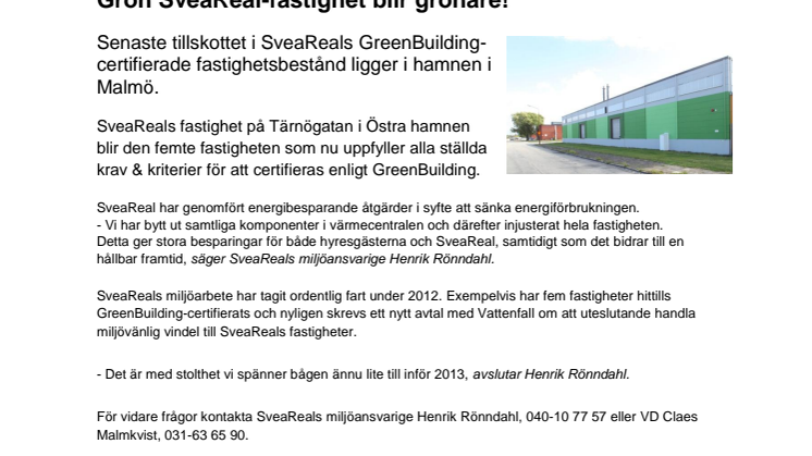 Grön SveaReal-fastighet blir grönare!