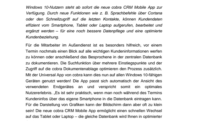 Mit der Cortana-Sprachsteuerung zu noch  besserem Kundenbeziehungsmanagement