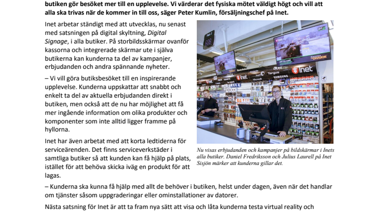 Inet storsatsar på levande butiksupplevelser