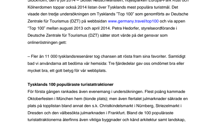 Favoriter fortsatt i topp bland Tysklands populäraste resmål