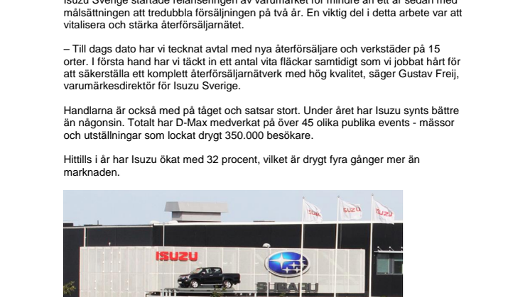 Isuzu växer snabbt i Sverige 