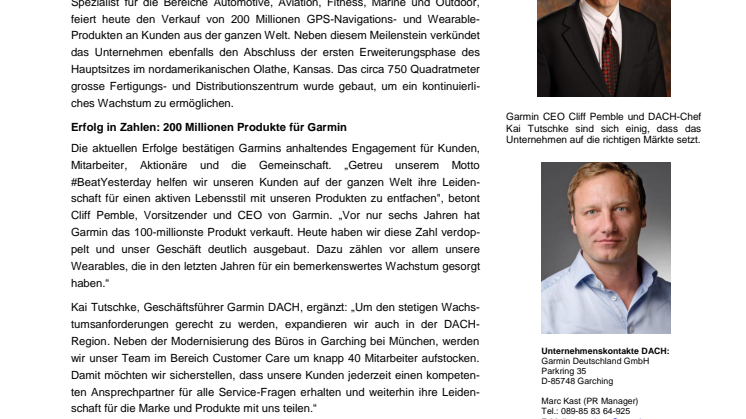 200 Millionen verkaufte Garmin Produkte 