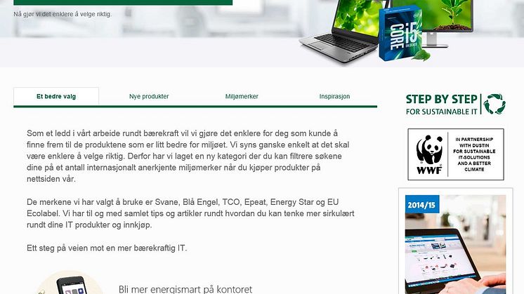 Dustin fremhever miljømerker og gjør det enklere å handle bærekraftig