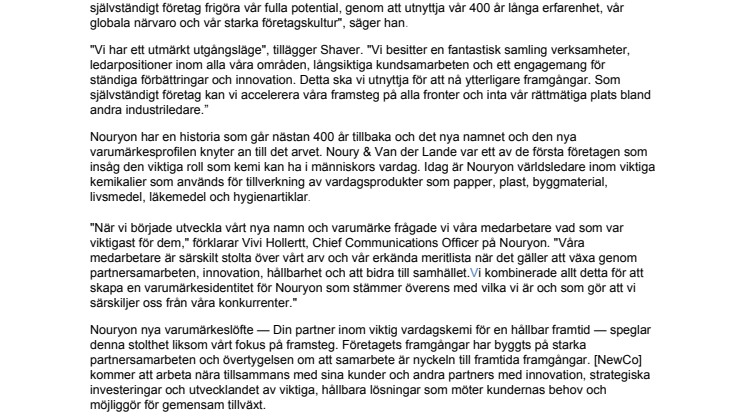 AkzoNobel Specialty Chemicals byter namn till Nouryon