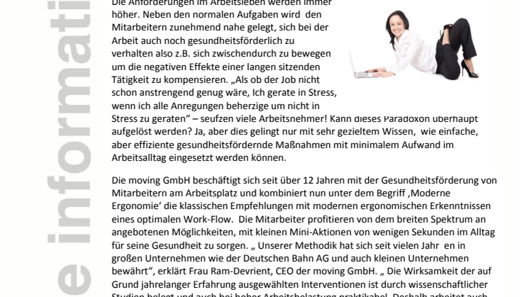 Moderne Ergonomie – praktikable Gesundheitsförderung am Arbeitsplatz 