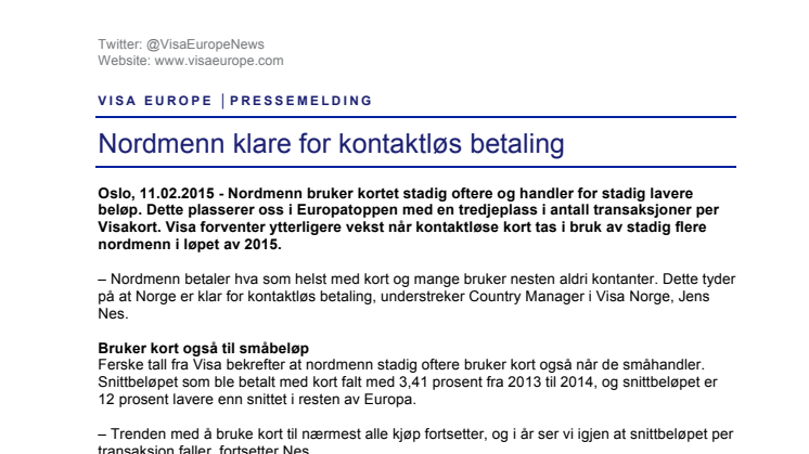 Nordmenn klare for kontaktløs betaling