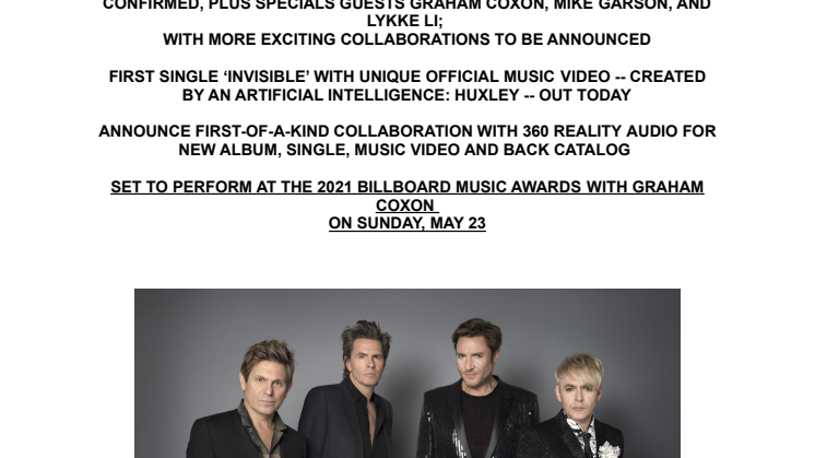 Duran Duran - engelsk pressrelease 2021-05-19