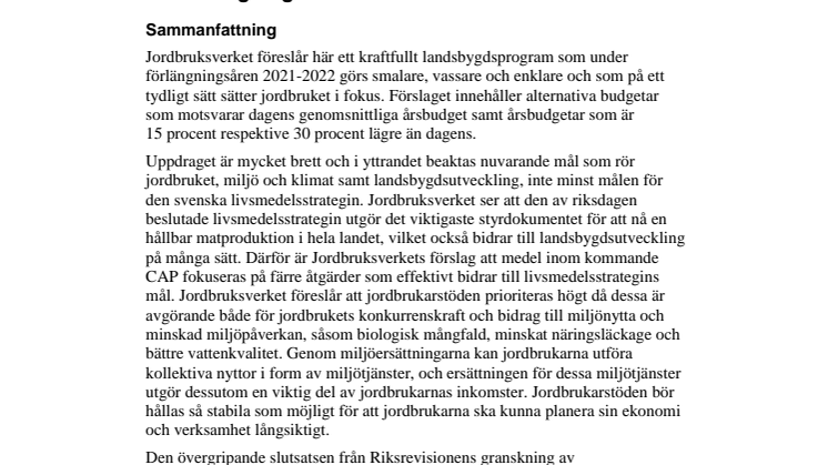 Yttrande om programändring för övergångsåren LBP