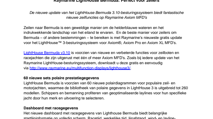 Raymarine LightHouse Bermuda: Perfect voor zeilers