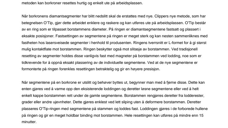 O’Tip - Ny og raskere metode for resetting av borrkroner
