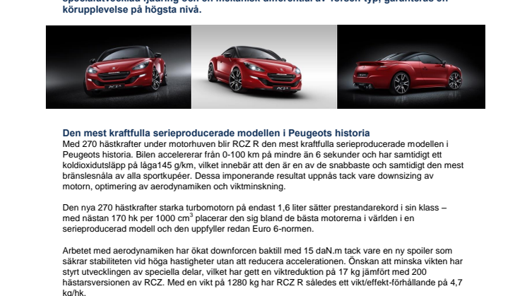 Världspremiär för Peugeot RCZ R  - prestanda och körglädje från Peugeot Sport