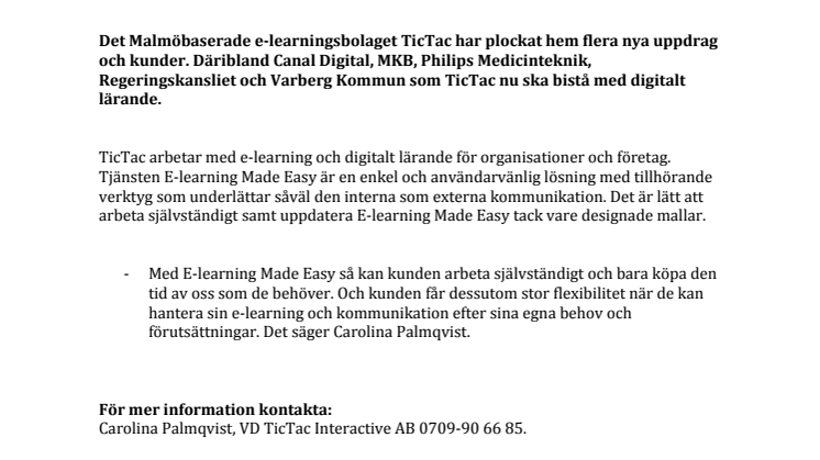 TicTac vinner nya kunder