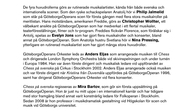 Nu släpps biljetterna till Chess på svenska 