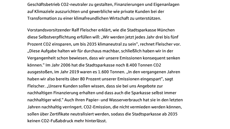 Selbstverpflichtung: Wir werden bis 2035 CO2-neutral sein