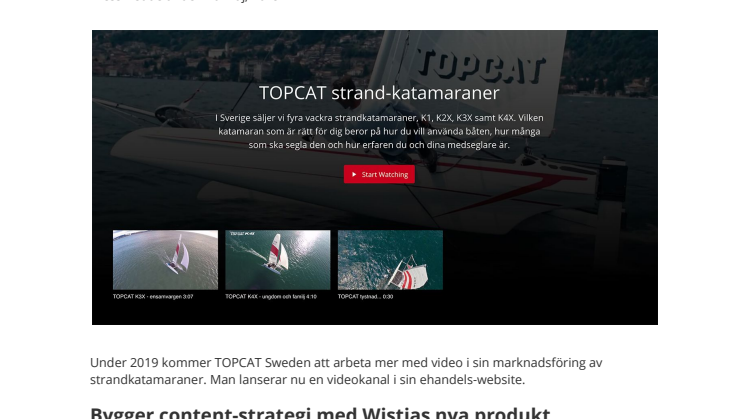 TOPCAT katamaraner lanserar egen videokanal med Wistia istället för att använda YouTube