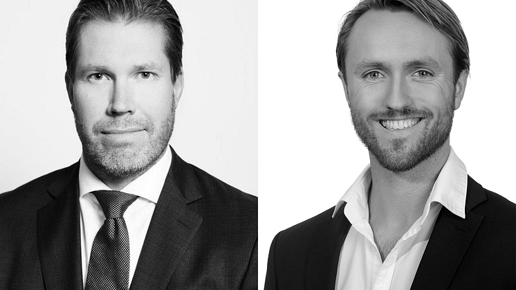 Kristian Nordtømme, daglig leder i Arctic (t.v) og August Nysted, teknisk/kommersiell forvalter i UNION Eiendomskapital ønsker å bidra til det grønne skiftet i eiendomsbransjen og ser at EUs taksonomi er en viktig pådriver. Foto: Arctic/UNION