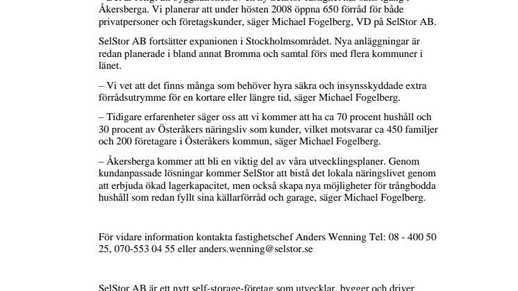 SelStor bygger förrådsutrymme för alla i Åkersberga