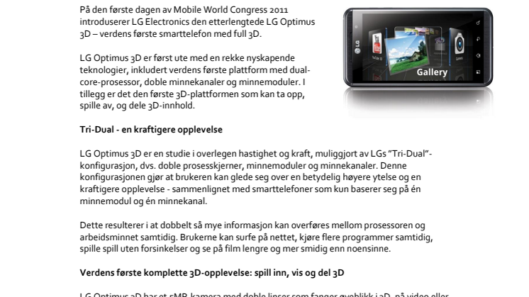 LG Optimus 3D gir smarttelefoner en ny dimensjon 