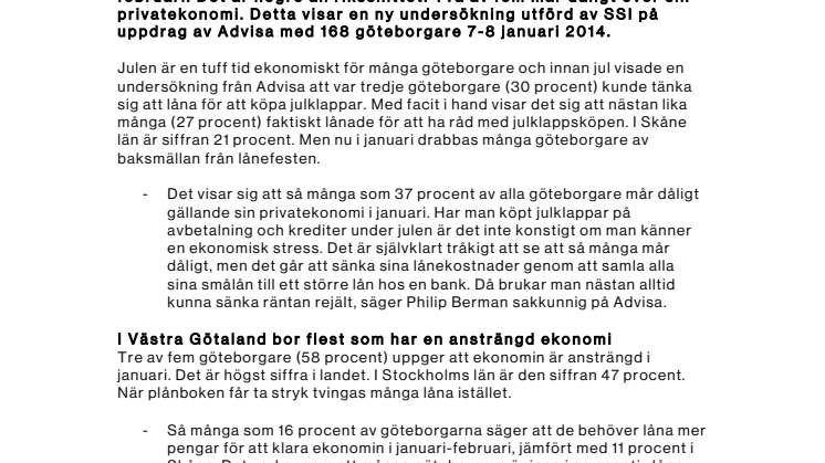 Göteborgarna mest ansträngd ekonomi i landet