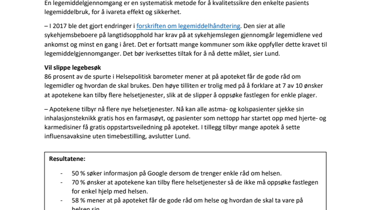 Flere ønsker nye helsetjenester fra apoteket