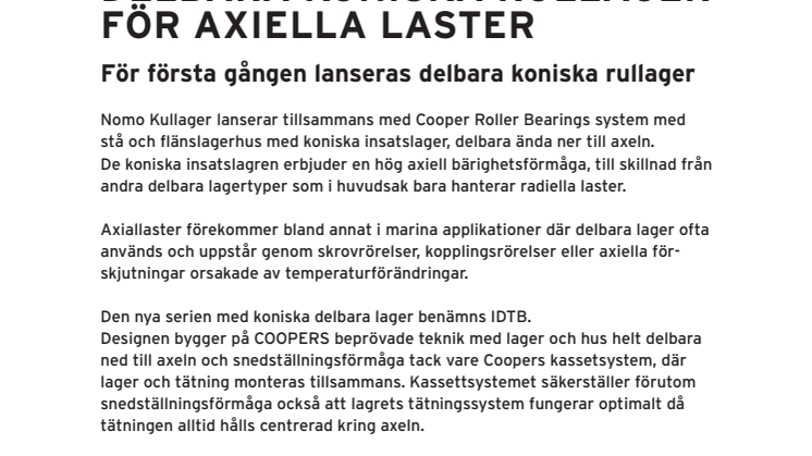 DELBARA KONISKA RULLAGER FÖR AXIELLA LASTER